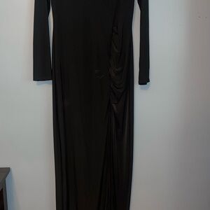 Fashion Nova Black Long Sleeve Mock Neck Gown